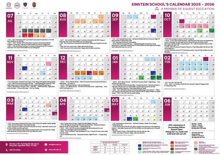 Lịch năm học 2025 – 2026 (ESH)