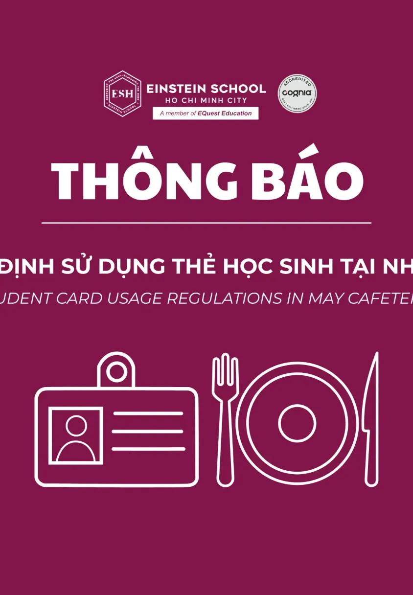 Quy định sử dụng thẻ học sinh tại nhà ăn